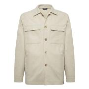 Link Shirt Jacket Boggi Milano , Beige , Heren