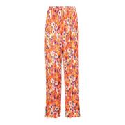 Floral print wide trousers Msgm , Orange , Dames