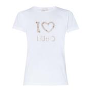 Korte Mouw T-shirt Liu Jo , White , Dames