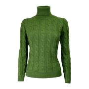 Groene Kabelgebreide Cashmere en Wol Coltrui Cashmere Company , Green ...