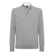 Wol/Kasjmier Half Zip Trui Boggi Milano , Gray , Heren