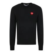 Invader Heart V-Neck Trui Comme des Garçons Play , Black , Heren