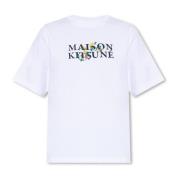 T-shirt met logo Maison Kitsuné , White , Dames