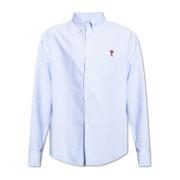 Shirt met logo Ami Paris , Blue , Heren