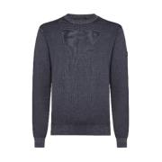 Blauwe Acid-Geverfde Merino Tricot Trui Peuterey , Blue , Heren