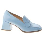 Klassieke leren pump met vierkante blokhak Wonders , Blue , Dames