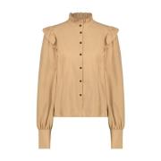 Stijlvolle Kim Blouse met Gerimpelde Details Jane Lushka , Beige , Dam...