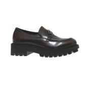 Abrasivato Leren Loafer met Tankzool Poesie Veneziane , Brown , Dames