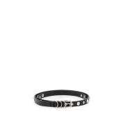 Leren Riem met Stalen Spikes en Kristallen Alessandra Rich , Black , D...