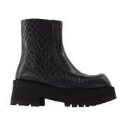 Zwarte Leren Zip Booties Marni , Black , Dames