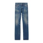 Blauwe Jeans met Verborgen Knoopsluiting Saint Laurent , Blue , Heren