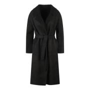 Suède Lange Jas met Shearling Voering Salvatore Santoro , Black , Dame...