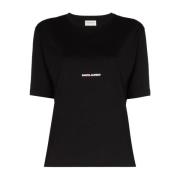 Noir Crew Neck T-Shirt Saint Laurent , Black , Dames