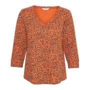 Comfortabel en Stijlvol 3/4 Mouw T-Shirt Part Two , Orange , Dames