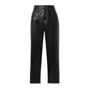 Joey Vegan Leren Rechte Pijp Broek Veronica Beard , Black , Dames