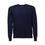 Grote Gebreide Crew Neck Sweater Sun68 , Blue , Heren