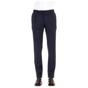 Blauwe Stretch Wollen Broek PT Torino , Blue , Heren