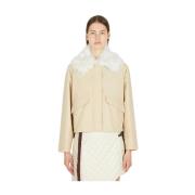 Contrasterende Kraag Jas Durazzi Milano , Beige , Dames