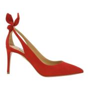 Rode Leren Strik Pumps Aquazzura , Red , Dames