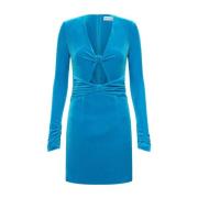 Turquoise Velvet Cut-Out Jurk Rebecca Vallance , Blue , Dames
