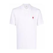 Rood Logo Witte Polo Shirt Ami Paris , White , Heren