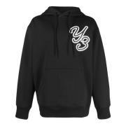 Zwarte katoenen hoodie met logo Y-3 , Black , Heren