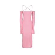 Roze Off-Shoulder Midi Jurk Andamane , Pink , Dames