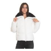 Gewatteerde Harrington Jas met Nepbont Save The Duck , White , Dames