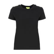 Zwarte katoenen T-shirt met gouden detail Elisabetta Franchi , Black ,...