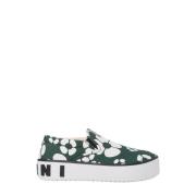 Bloemen Canvas Sneakers Marni , Green , Dames