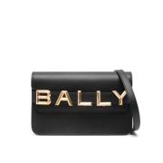 Logo Leren Crossbody Tas Bally , Black , Dames