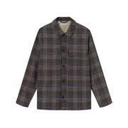 Clive plaid wollen overschot Wood Wood , Gray , Heren