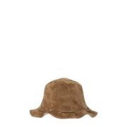 Suède Leren Trekkoord Bucket Hat Hender Scheme , Brown , Heren