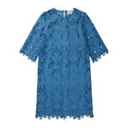 Mooie Lisol Jurk met ¾ Mouwen en Kant Detail Munthe , Blue , Dames