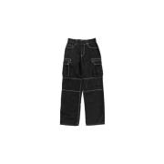 Zwarte Moire Cargo Broek Marine Serre , Black , Heren