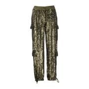 Groene cargo broek met pailletten P.a.r.o.s.h. , Green , Dames