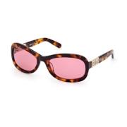 Ovale zonnebril voor dames in Havana met roze lenzen Gcds , Brown , Da...