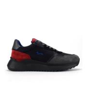 Heren Sneakers Zwart met Blauwe en Rode Details Harmont & Blaine , Bla...