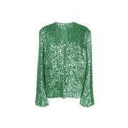 Mintgroene Pailletten Vest met Trapezium Armgat The Attico , Green , D...