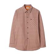 Grijze Geruite Shirt met Ritssluiting Off White , Brown , Heren