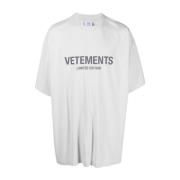 Grijze Logo Print T-shirt Vetements , Gray , Heren