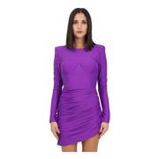 Paarse Lycra Minijurk met Draperieën Amen , Purple , Dames