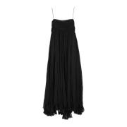 Zwarte Zijden Plooi Jurk Khaite , Black , Dames