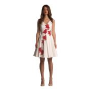 Chique Bloemen Brokaat Jurk - Maat 42 Moskada , White , Dames