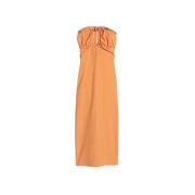 Gestructureerde Midi Jurk met Open Rug Jacquemus , Orange , Dames