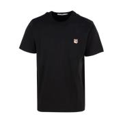 Zwart Fox Head Patch T-Shirt Maison Kitsuné , Black , Heren