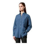 Comfortabele overhemd met geborduurd embleem Massimo Alba , Blue , Dam...
