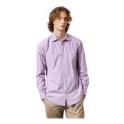 Gestreept Katoenen Aquarel Overhemd Massimo Alba , Purple , Heren