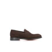 Donkerbruine Suède Moccasin Sandalen Santoni , Brown , Heren