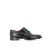 Klassieke zwarte leren Oxford schoenen Santoni , Black , Heren
